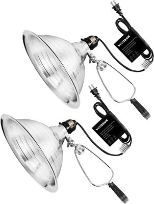 VIVOSUN 2PCS Clamp Lamp Light 8.5" Detachable Aluminum Reflector 6ft Cord E26