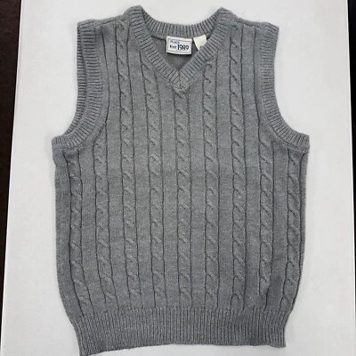 Chaleco Suéter para Niños Tejido con Cable Gris Cuello en V Sin Mangas 4T Foto 1 de 4
