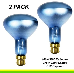 2 x 100W Plant Grow Light R95 Reflector Light Globes Bulbs Bayonet B22 BC - Picture 1 of 6