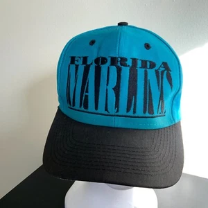 Seltene Vintage Florida Marlins Mütze Logo 7 Druckknopflasche grün schwarz Einheitsgröße - Bild 1 von 8