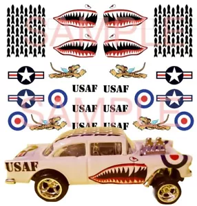1:64 FLYING TIGER WATER-SLIDE DECALS FOR HOT WHEELS, MATCHBOX, SLOT CAR: - Picture 1 of 7
