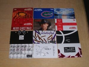 Saks 5th Ave/Outback    12 different new and used collectible gift cards