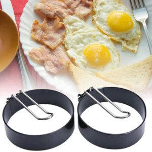 2Pcs Egg Cooker Rings Non-Stick Fried Egg Shaper Pancake Ring Mold Cooking Tool - Picture 1 of 8
