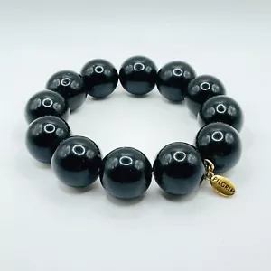 PILGRIM Black Ball Beaded Stretch Bracelet Bangle Bead Adjustable Danish Design - Picture 1 of 9