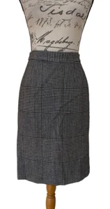 Louis Feraud Skirt Womens Black Check Wool Size 10 - Picture 1 of 5