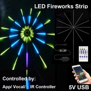 USB LED Feuerwerk Strip Light Bluetooth RGB IC Musiksteuerung Pferderennen Lampe - Picture 1 of 12