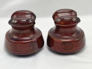 2 aisladores de tapa de cable vintage PINCO 223 esmaltado marrón - Imagen 1 de 5