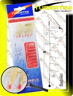 Sabiki Tubertini T-108 cm.210 6 ami fluorocarbon pelle pesce pelagici - Immagine 1 di 4