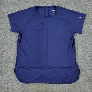 Asics Shirt Women's XL Blue Activewear Asics Motion Dry Short Sleeve Top Logo - Picture 1 of 13