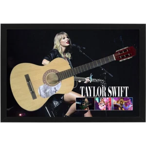 Music – Taylor Swift Hand Signed & Framed Natural Wood Acoustic Guitar with Back - Picture 1 of 2
