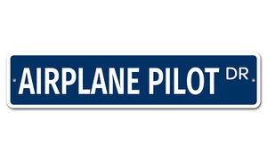 5054 SS Airplane Pilot 4" x 18" Novelty Street Sign Aluminum - Picture 1 of 2