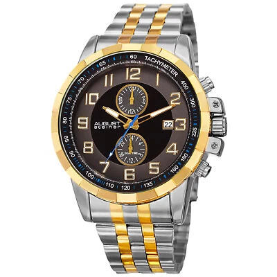 Men's August Steiner AS8153TTG Two Time Zone Date Quartz Tachymeter Steel Watch - Image 1 of 4