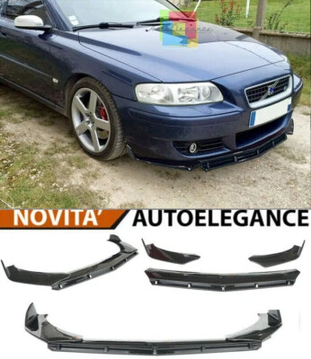 Volvo S60R V70R Splitter Parachoques Delantero Negro Brillante Look Rs - 3P - Imagen 1 de 4