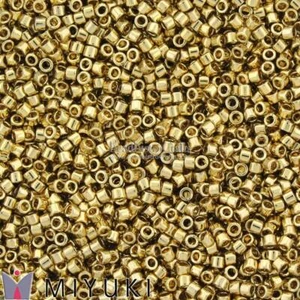 5g Miyuki 11/0 DELICA Seed beads - Light 24KT Gold PLATED - size 11 seed beads - Picture 1 of 1