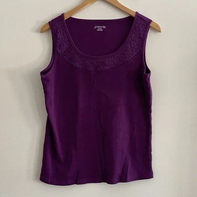 Camiseta sin mangas St John's Bay para mujer 1X púrpura ojales sin mangas cómoda elástica Foto 1 de 4