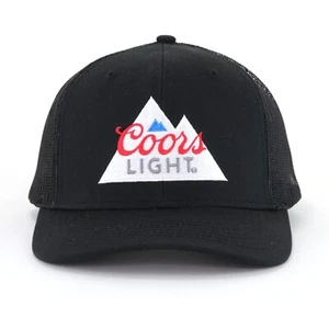Coors Light Beer Baseball Hat Ball Cap Black Mesh Embroidered Snapback Trucker - Picture 1 of 6