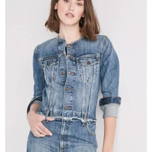 LUCKY Brand Remade Womens Distressed Denim Trucker Dress Size Small Medium Wash - Picture 1 of 8
