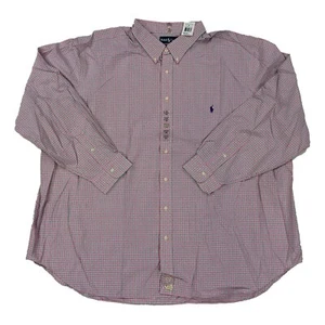 Polo Ralph Lauren Big & Tall Long Sleeve Button Down Shirt - Pink Check size 4XB - Picture 1 of 3