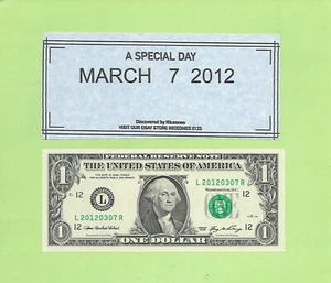 MARCH 7, 2012 .. 2006 .. UNCIR $1  L 2012 0307 R .... 2012-03-07  BIRTHDAY NOTE - Picture 1 of 1