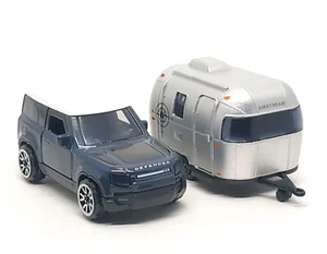 Majorette Land Rover Defender 90 Dark Blue + Air Stream 16 Trailer 3" no Package - Picture 1 of 6