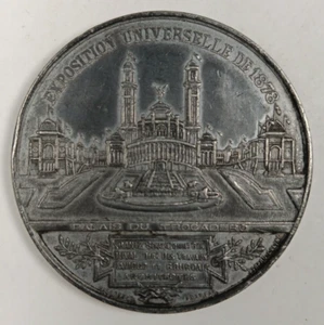 1878 Exposición Medalla Universal - París, Francia, Palacio de Trocadero, 52 mm - Imagen 1 de 9