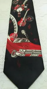 Coca-Cola Coke Classic Rock & Roll Mens Neck Tie Black with Red/White Design 56" - Picture 1 of 10