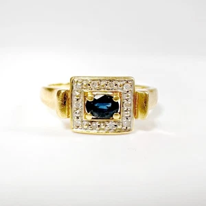 Vintage 18k Oval sapphire gold and diamond ring - Picture 1 of 9