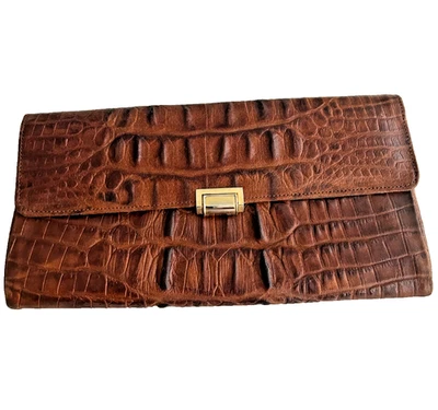 Crocodile Clutch with Gold Hardware - Image 1 of 3
