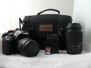 CANON EOS Rebel T1i 15MP 28-80MM + 80-210MM CANON TASCHE 32GB PACK BEREIT ZUM GENIESSEN - Bild 1 von 8