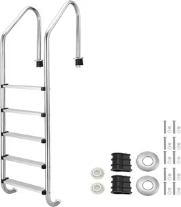 Non-Slip 2/3/4/5-Step Stainless Steel Swimming Pool Ladder For In-Ground Pools - Picture 1 of 10