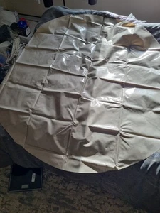 Large PVC Plastic Round Table Cover Cloth Wipe Clean Party Beige With Glitter - Picture 1 of 3