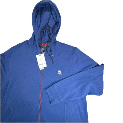 Robert Graham Skull Rose Zip Up Hoodie Men’s Large Blue  Foto 1 de 4