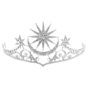 Tiara Coronas Estrella Luna Boda Cristal Novia Diadema Diadema Estrás Banda para el Cabello para... - Imagen 1 de 9