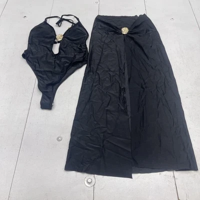 Conjunto de traje de baño Shein para mujer mediano negro falda de una pieza monokini cubierta Foto 1 de 4