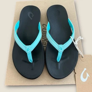 Size 5 Women's OluKai Ho'opio Lagoon Blue Slip On Flip Flop Thong Sandals New - Picture 1 of 7