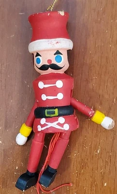 "Adorno de madera soldado juguete gato saltador cuerda Navidad vintage 5"" de alto" Foto 1 de 4