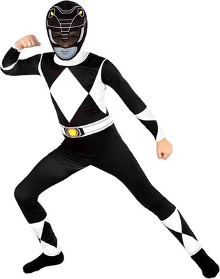 Kids Black Mighty Morphin Morphsuit Boys Power Ranger Superhero Costume S - L - Image 1 of 4