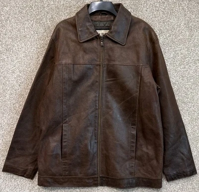 Chaqueta de Cuero Wilsons M. Julian Para Hombre Mediana Marrón Cremallera Completa Forrada Aislada Foto 1 de 4