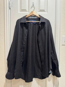 Camicia sportiva Robert Graham vestibilità classica 3XL nera jacquard paisley con polsino ribaltabile - Foto 1 di 19