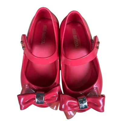 Mini Zapatos Mary Jane Melissa Para Niñas Rosa Lazo Goma Talla U 8 Foto 1 de 4