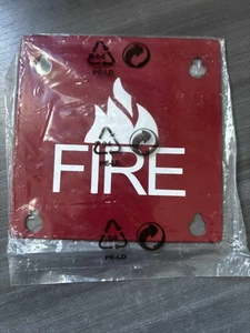 Metal Cover Plate 4" Square Red with Fire Symbol Space Age SSU00460 - Picture 1 of 2