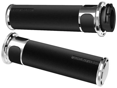 Arlen Ness Fusion Series Grips - Slot Track - Chrome Motorcycle Street 07-300 - Image 1 of 4