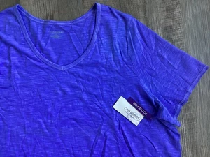 Catherines Womens 22/24 Top To Dye For 2XL Minimalist V-Neck Purple Lounge Tunic - Picture 1 of 14