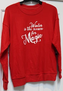 Women's Red Sweater, Size XS "Winter Is The Season For Magic", Cuddle Duds - Picture 1 of 3