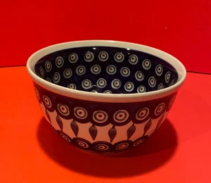 Boleslawiec Handmade Polish Pottery Soup Cereal Bowl 6" - Eyes/Peacock Pattern - Picture 1 of 5