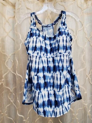 Ava & Viv Tankini Swim Top Tie Die Blue/White Women's Size 18 - Image 1 of 4