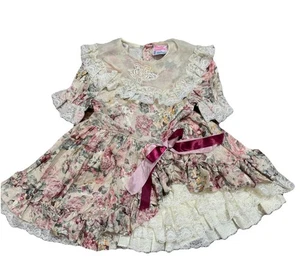 Martha’s Miniatures We’re Fussy Vtg 80 Girls Sz5 Super Dollfie Lace PartyDress - Picture 1 of 7