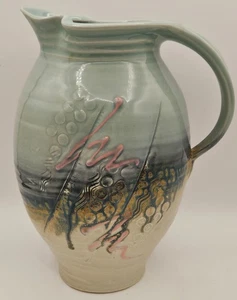 Mike Taylor Signed Studio Crafted Large Abstract Pottery Pitcher Vase 11" - Picture 1 of 16
