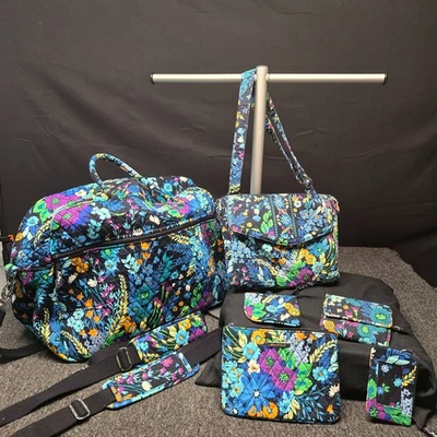 Vera Bradley Travel Set 6-Piece Midnight Blue Floral Carry-On Weekender + Straps - Image 1 of 4
