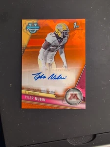 Tyler Nubin Orange Sapphire Auto /25 2023 Bowman Chrome U University - Picture 1 of 2